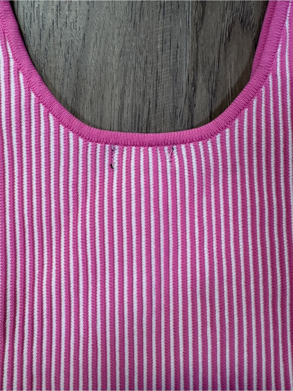 Debut Pink & White Striped Ribbed Knit Tank Top Size S/M